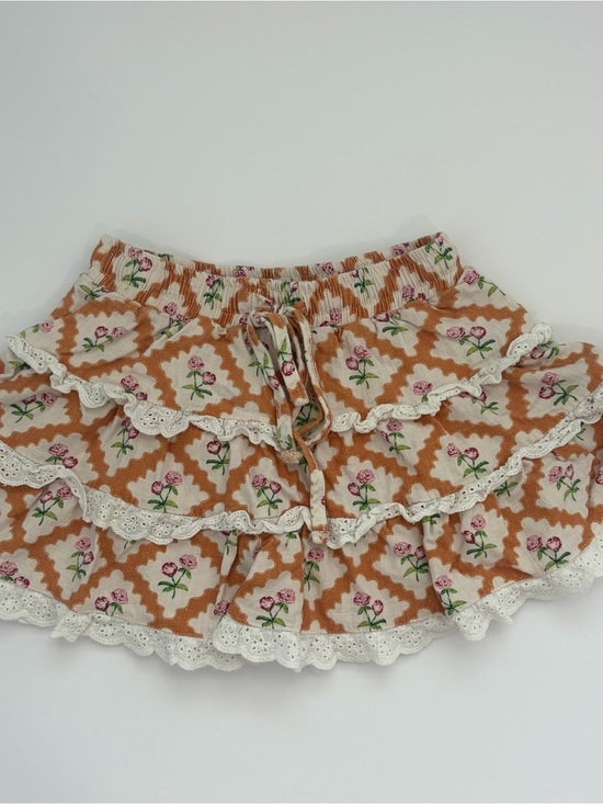 SweetHoney Other - SweetHoney Tan and Pink Floral Ruffle Skort